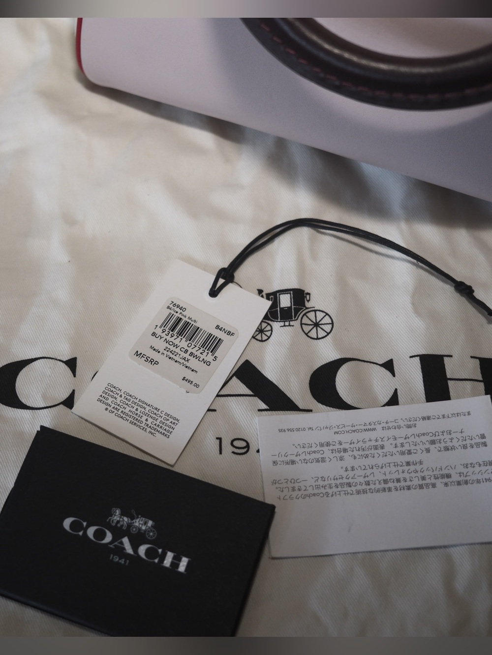 Coach Colorblock Pink  and Cream Marliegh Satchel w/Oxblood Trim and Red Piping - Picture 13 of 15